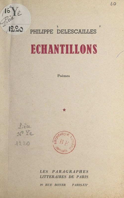 Couverture ebook de Échantillons, de Philippe Delescailles