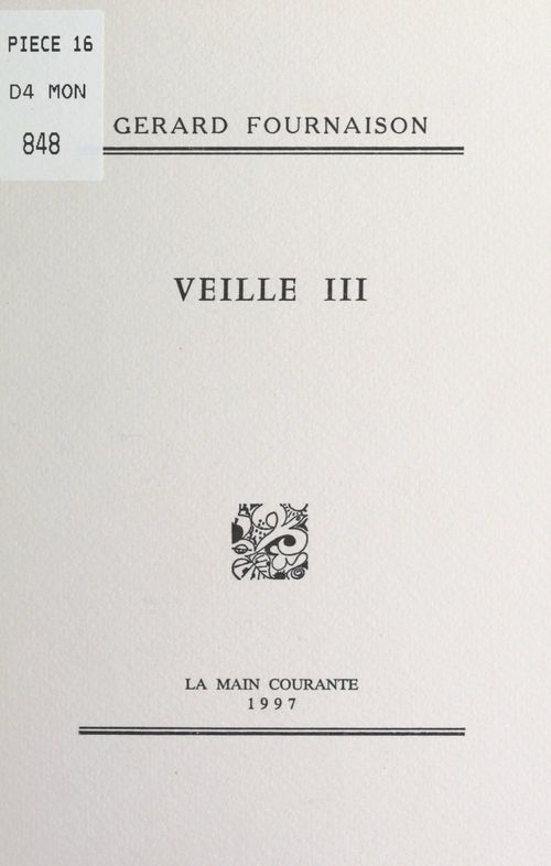ebook cover of Veille III, by Gerard Fournaison