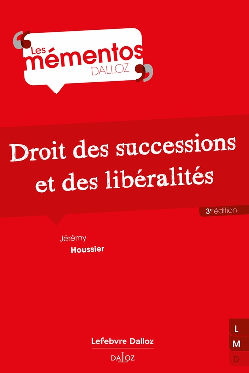 Couverture ebook de Droit des successions et des libéralités 3ed, de Jérémy Houssier