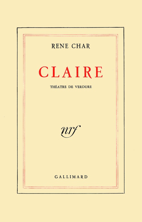 ebook cover of Claire, by René Char