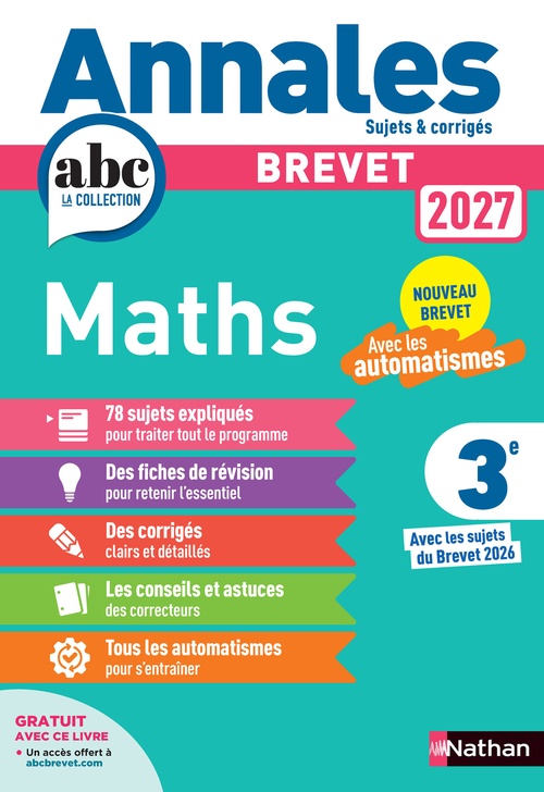 Couverture ebook de Annales Brevet 2027 Maths - Corrigé, de Carole Feugère, Gilles Mora