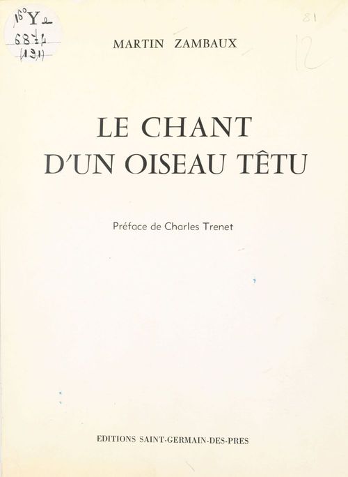 Couverture ebook de Le chant d'un oiseau têtu, de Martin Zambaux