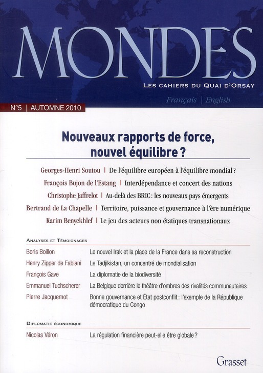 Couverture ebook de Mondes n°5 - Les cahiers du Quai d'Orsay, de Collectif