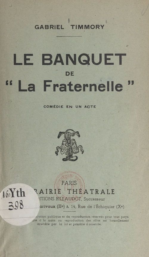 ebook cover of Le banquet de "La Fraternelle", by Gabriel Timmory