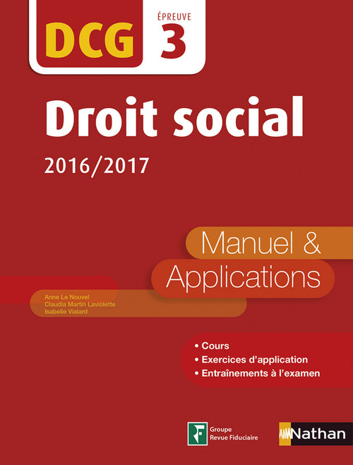 Couverture ebook de Droit social - Manuel et applications - DCG 3 (E-PUB 2) - 2016, de Collectif