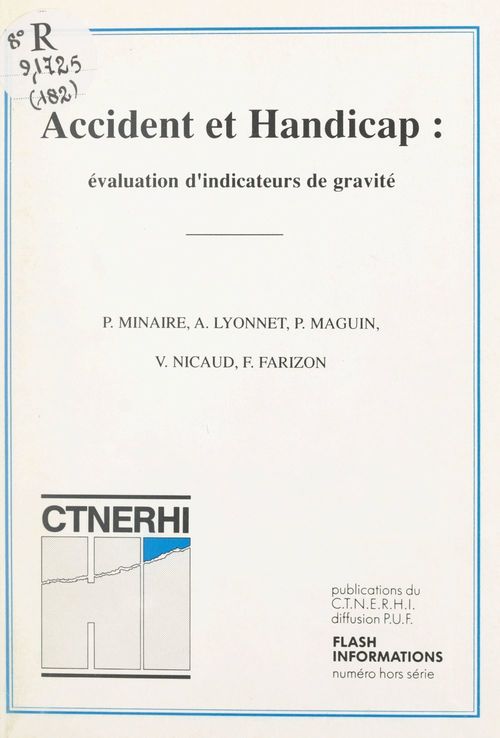 Couverture ebook de Accident et handicap : évaluation d'indicateurs de gravité, de Institut National De La Sante Et De La R, Institut Universitaire De Readaptation
