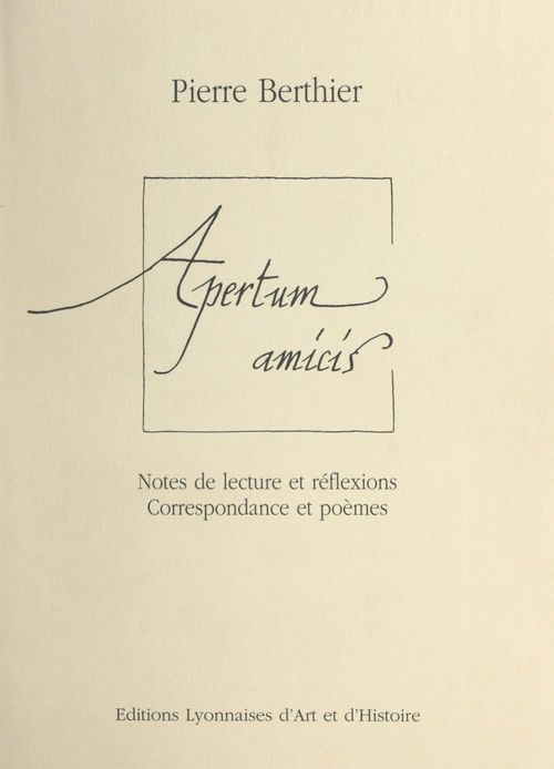 Couverture ebook de Apertum amicis, de Pierre Berthier