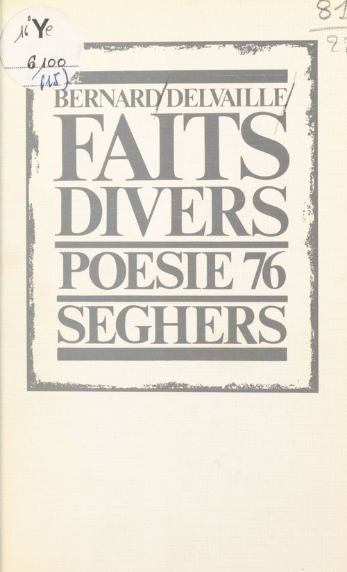 ebook cover of Faits-divers, by Bernard Delvaille