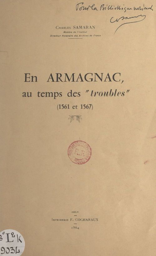 ebook cover of En Armagnac, au temps des "troubles" (1561 et 1567), by Charles Samaran