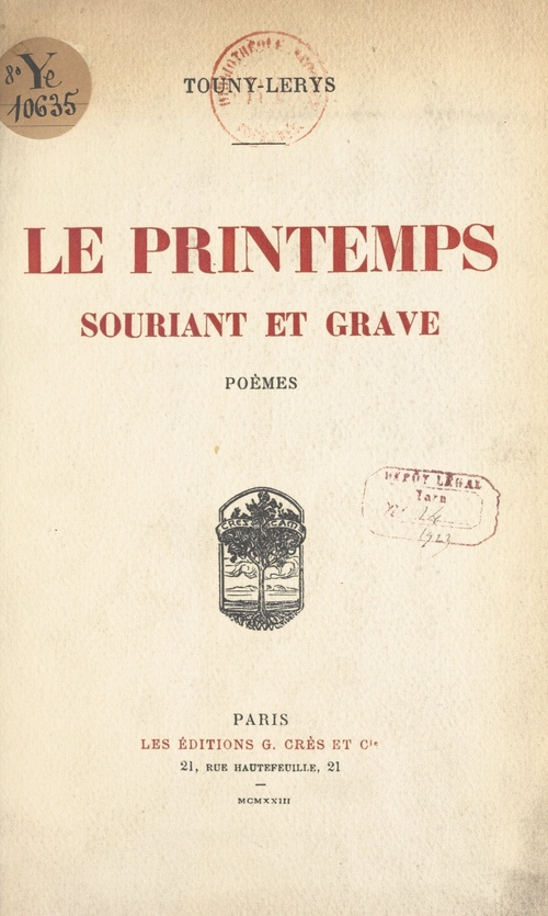 ebook cover of Le printemps souriant et grave, by Touny-Lerys