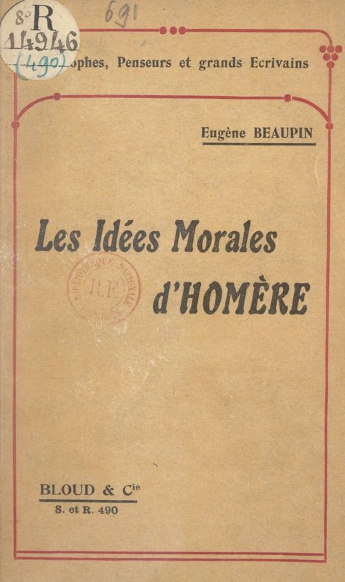 Couverture ebook de Les idées morales d'Homère, de Eugene Beaupin