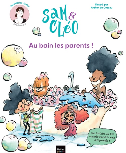 Couverture ebook de Sam et Cléo, c'est le monde à l'envers - Au bain les parents !, de Héloïse Junier