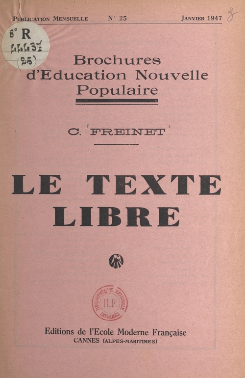 ebook cover of Le texte libre, by Celestin Freinet