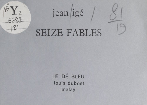 Couverture ebook de Seize fables, de Jean Ige