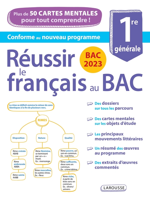 Couverture ebook de Bac 2023 - Réussir le français au bac, avec des cartes mentales, de Collectif