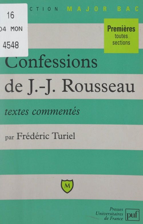 Couverture ebook de Les confessions, de Jean-Jacques Rousseau, de Frédéric Turiel