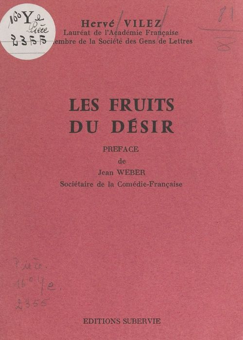 ebook cover of Les fruits du désir, by Herve Vilez