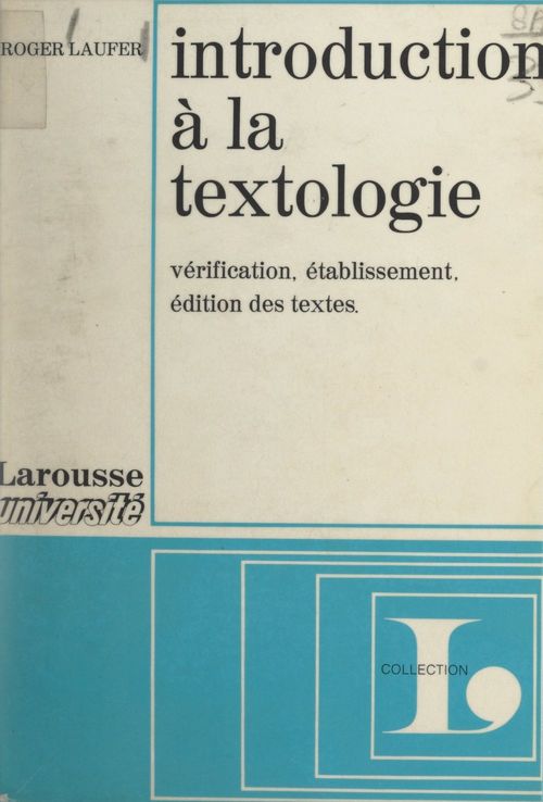 ebook cover of Introduction à la textologie, by Roger Laufer