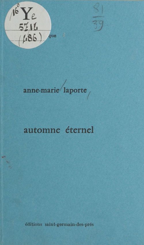 ebook cover of Automne éternel, by Anne-Marie Laporte