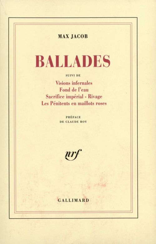 Couverture ebook de Ballades / Visions infernales / Fond de l'eau / Sacrifice impérial / Rivage / Les Pénitents en maillots roses, de Max Jacob
