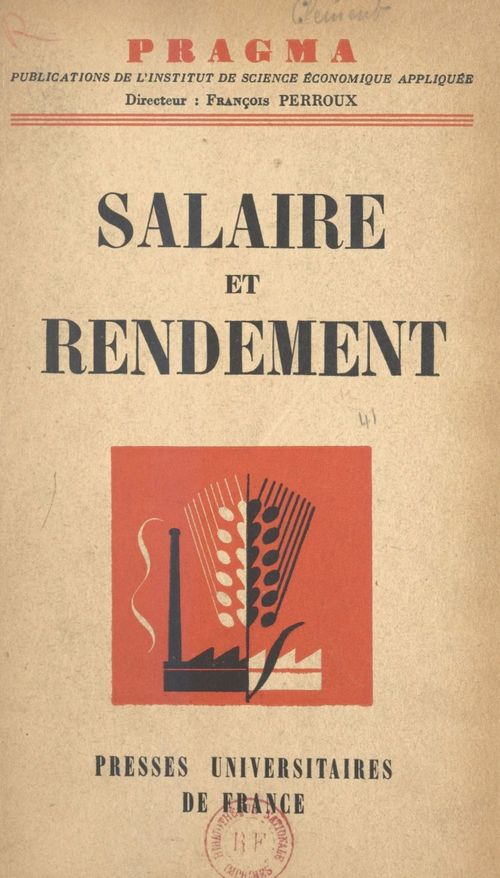 Couverture ebook de Salaire et rendement, de Institut De Science Economique Appliquee