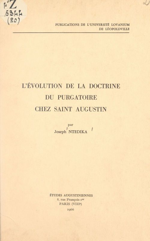 Couverture ebook de L'évolution de la doctrine du purgatoire chez Saint Augustin, de Joseph Ntedika