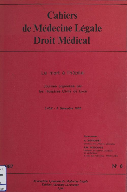 Couverture ebook de La Mort à l'hôpital, de Collectif