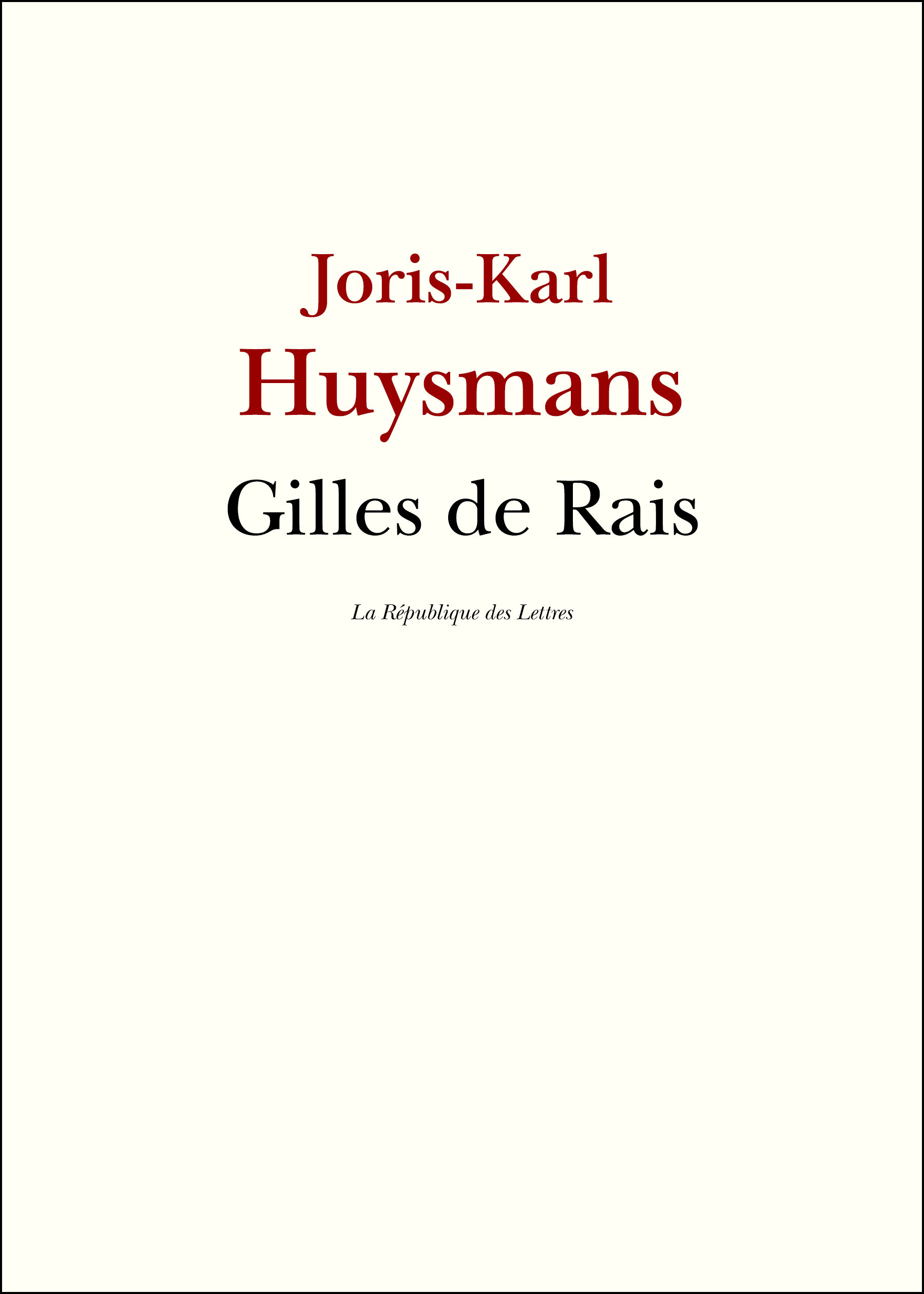 ebook cover of Gilles de Rais, by Joris-Karl Huysmans