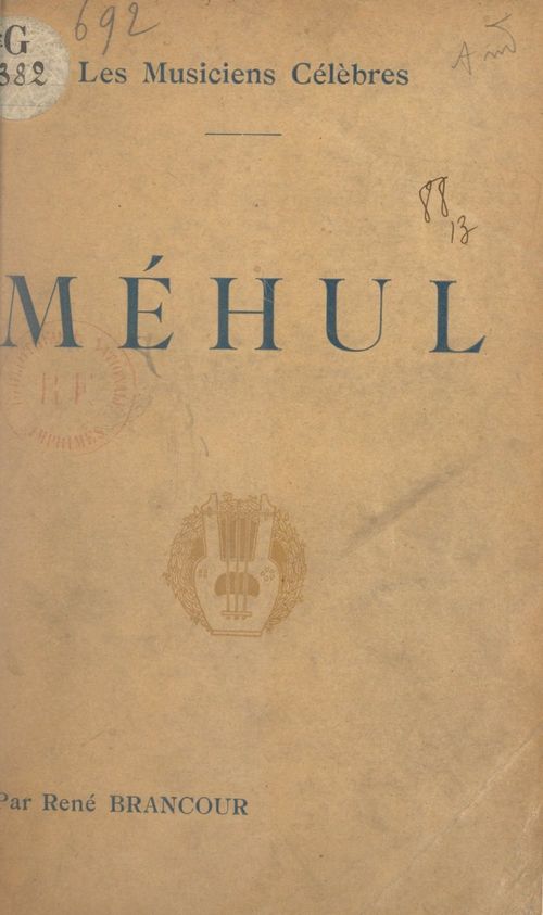 Couverture ebook de Méhul, de Rene Brancour