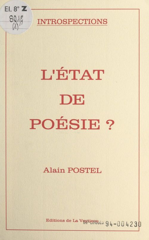ebook cover of Introspections (1). L'état de poésie ?, by Alain Postel