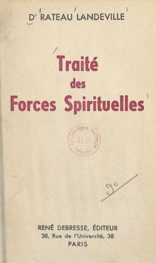 Couverture ebook de Traité des forces spirituelles, de Jean Rateau-Landeville