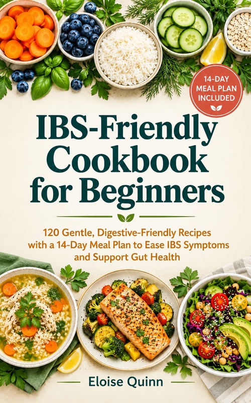 Couverture ebook de IBS-Friendly Cookbook for Beginners, de Eloise Quinn
