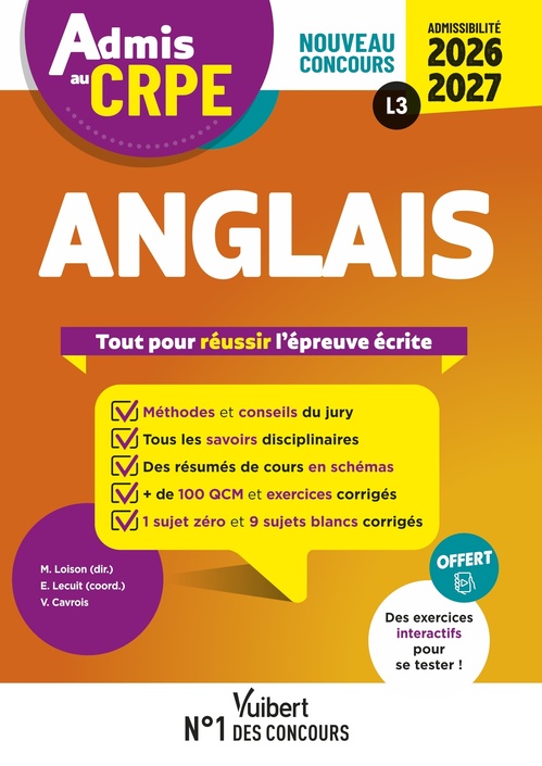 ebook cover of Admis au CRPE 2026-2027 - Anglais : Epreuve écrite d´admissibilité L3, by Ewen Lecuit, Virginie Cavrois