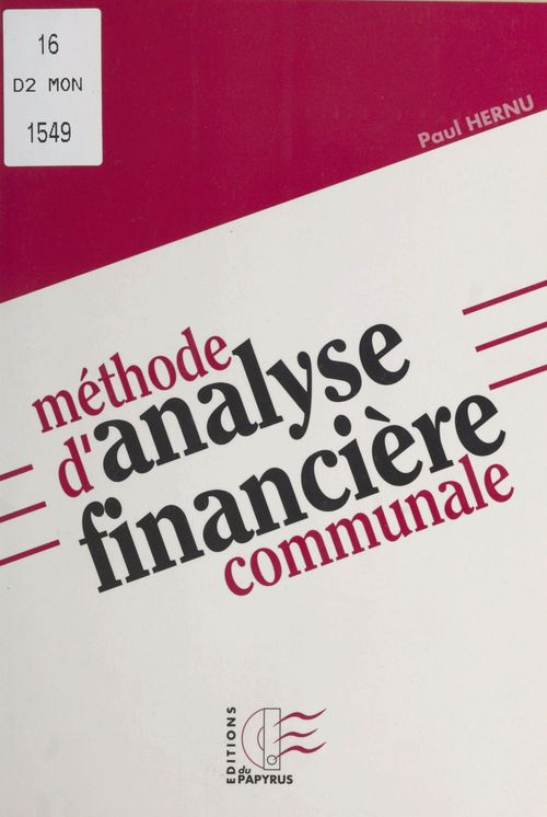ebook cover of Méthode d'analyse financière communale, by Paul Hernu