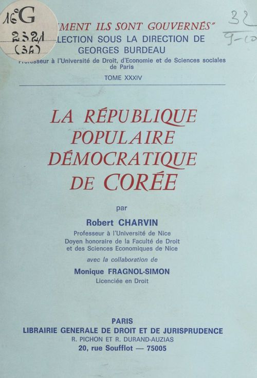 Couverture ebook de La République populaire démocratique de Corée, de Charvin