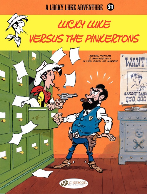 Couverture ebook de Lucky Luke - Volume 31 - Lucky Luke versus The Pinkertons, de Achdé, Tonino Benacquista, Daniel Pennac