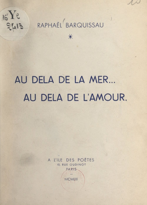 ebook cover of Au-delà de la mer... au-delà de l'amour, by Raphael Barquissau