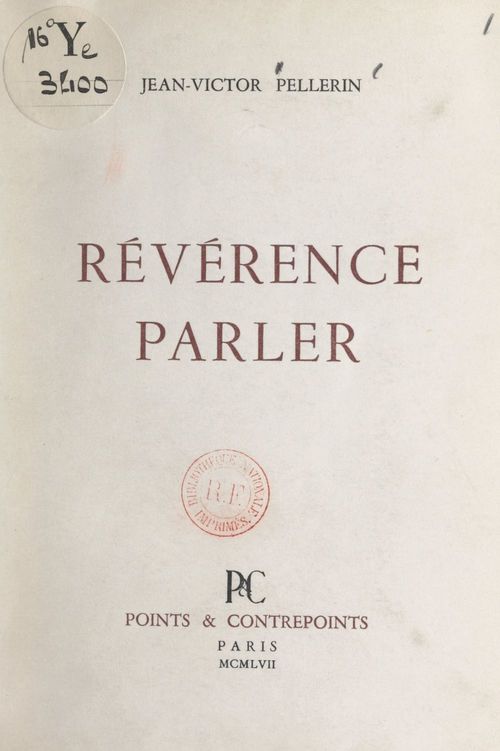 Couverture ebook de Révérence parler, de Jean-Victor Pellerin