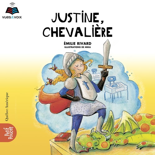 audiobook cover of Justine, chevalière, by Emilie Rivard, Mika