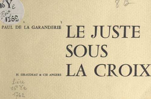 Couverture ebook de Le juste sous la croix, de Paul De La Garanderie