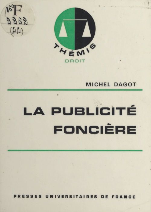 Couverture ebook de La publicité foncière, de Michel Dagot