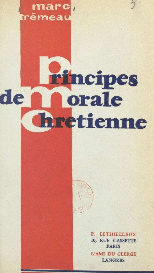 Couverture ebook de Principes de morale chrétienne, de Marc Tremeau