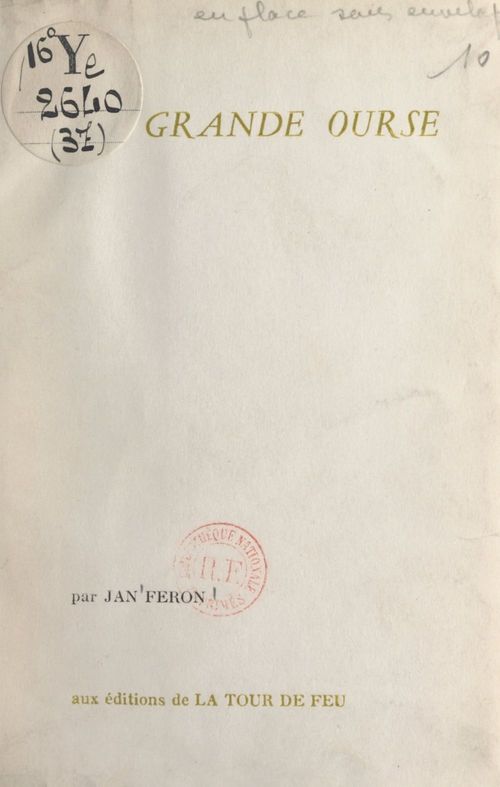 Couverture ebook de La Grande Ourse, de Jan Feron