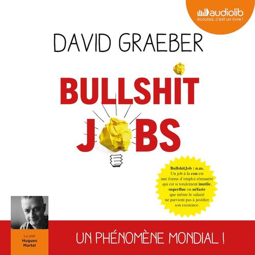 audiobook cover of Bullshit Jobs, by David Graeber