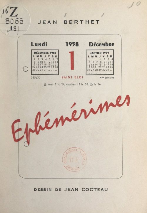 Couverture ebook de Éphémérimes, de Jean Berthet