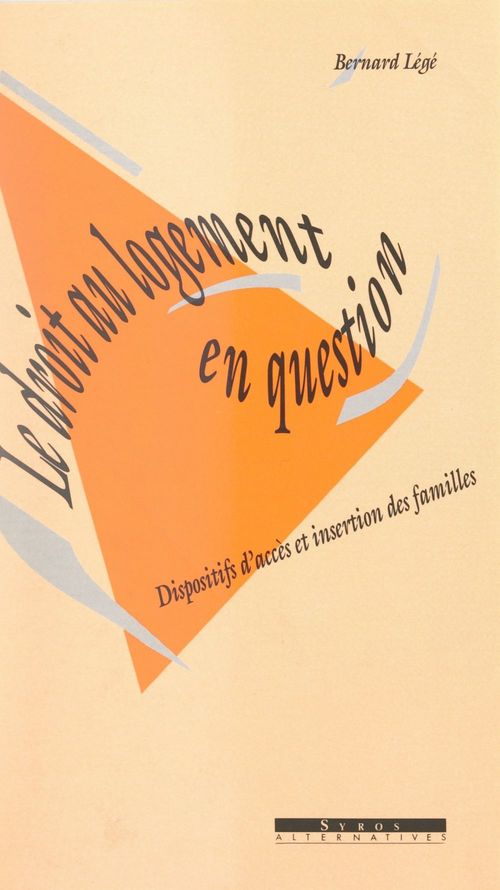 ebook cover of Le droit au logement en question, by Bernard Lege
