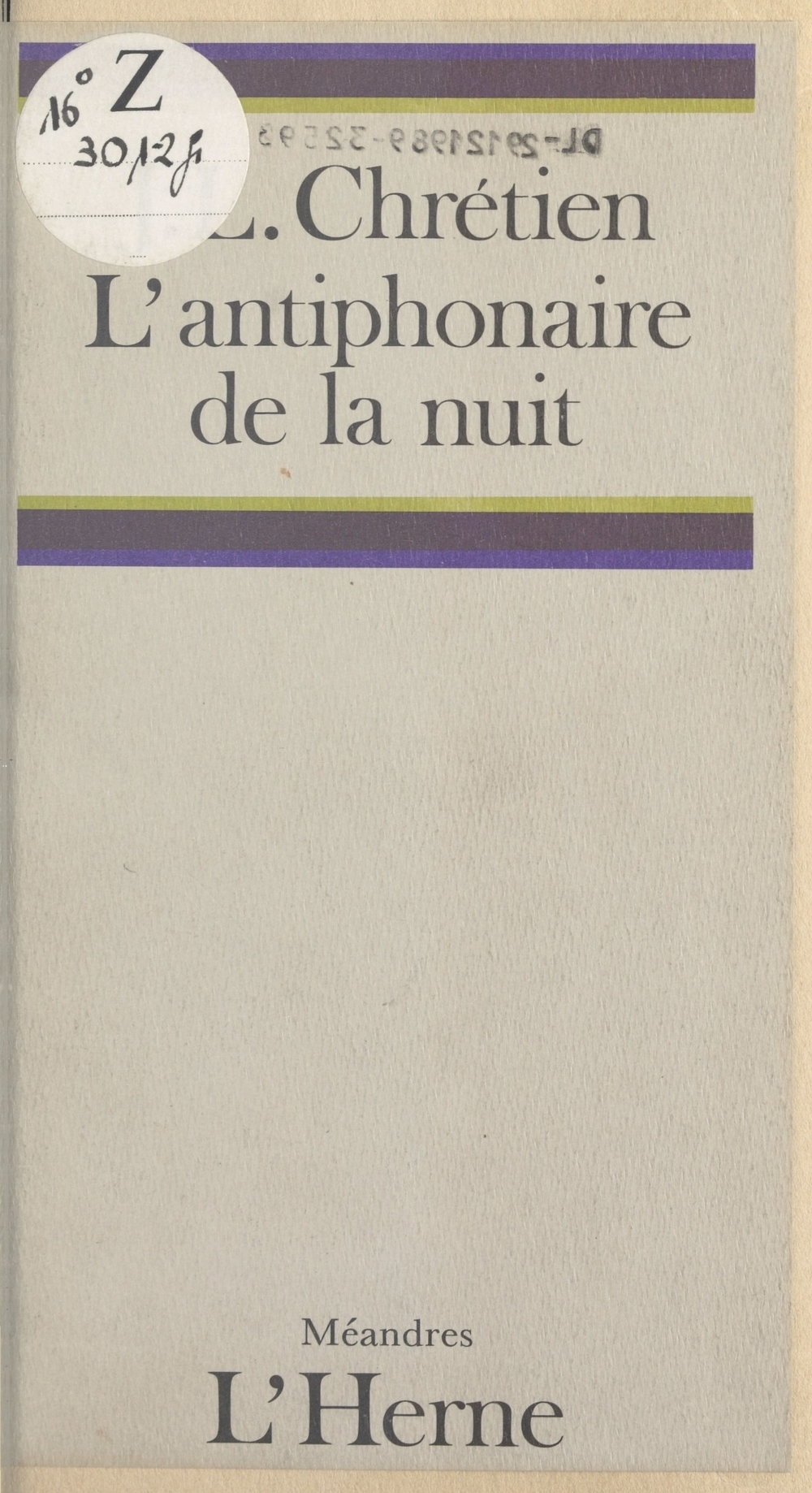 ebook cover of L'antiphonaire de la nuit, by Jean-Louis Chrétien