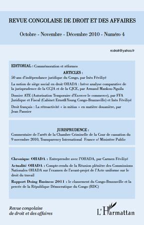ebook cover of Revue congolaise de droit et des affaires N° 4, by Revue Congolaise De Droit Et Des Affaire