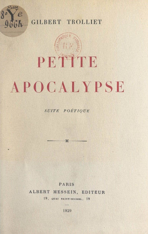 Couverture ebook de Petite apocalypse, de Gilbert Trolliet