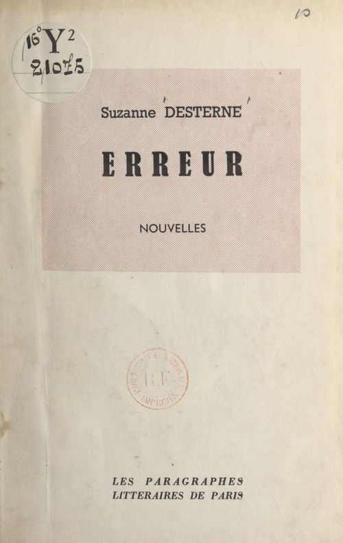 Couverture ebook de Erreur, de Suzanne Desterne